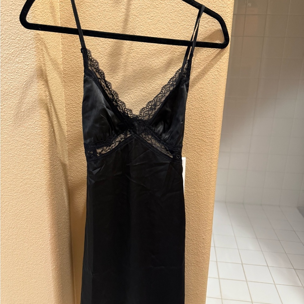 Superdown Black Satin Lace Dress